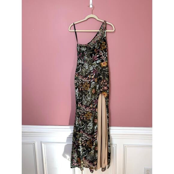 Mac Duggal Floral Embellished One Shoulder Dress Size 2 STYLE 49574 - Picture 2 of 7